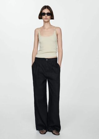 100% Linen Wideleg Trousers - Women
