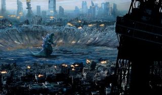 Godzilla: Final Wars Godzilla stands in the middle of a giant crater
