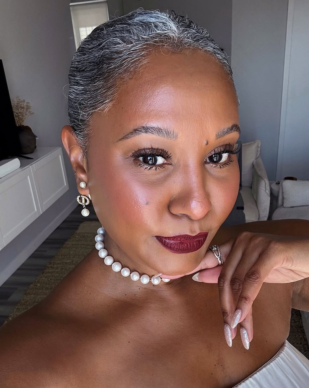 Tennille Jenkins wearing matte lipstick.