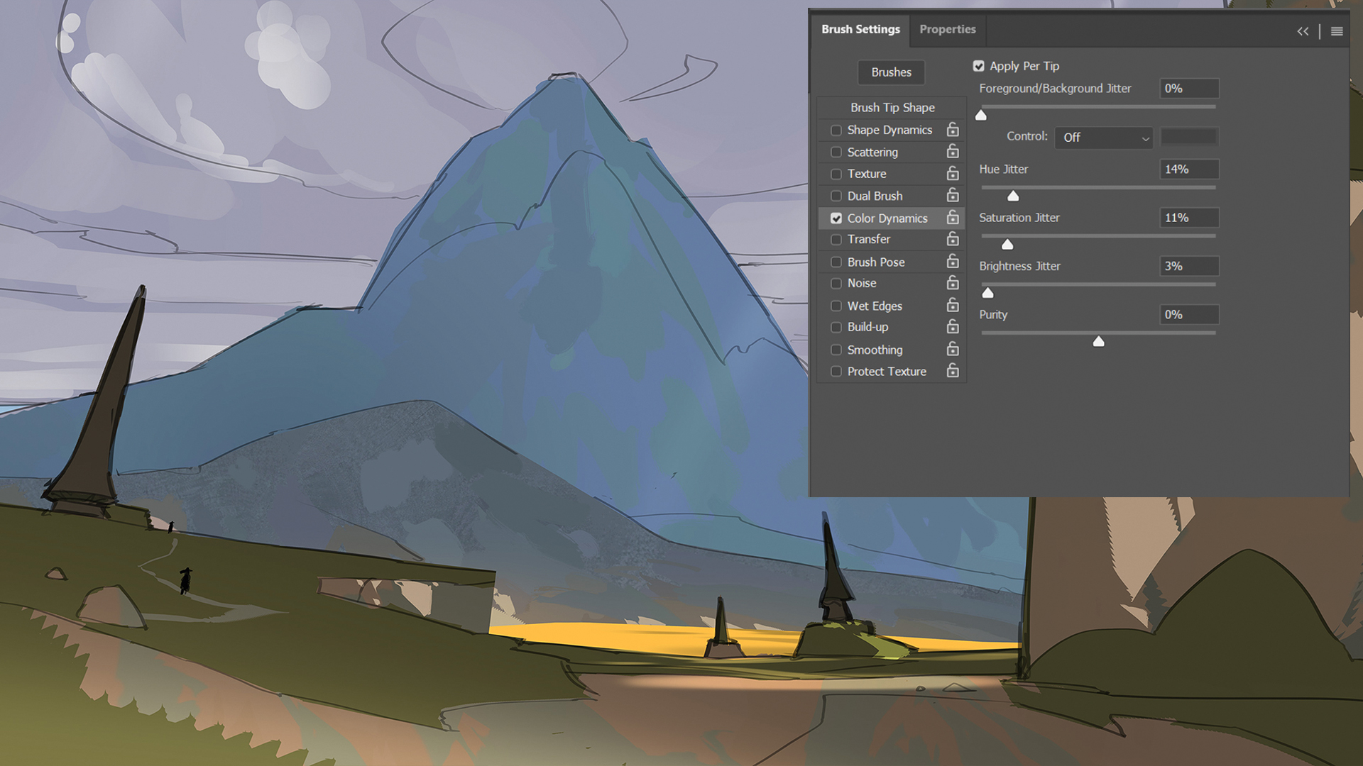 Digital art process showing the creation of hue variation using colour dynamics
