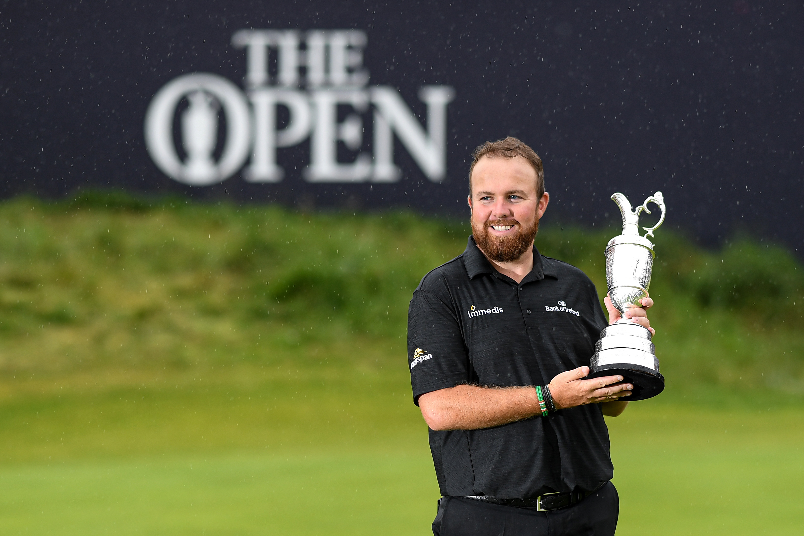 Shane Lowry of Ireland with The Claret Jug after securing victory during the final round of the 148th Open Championship.