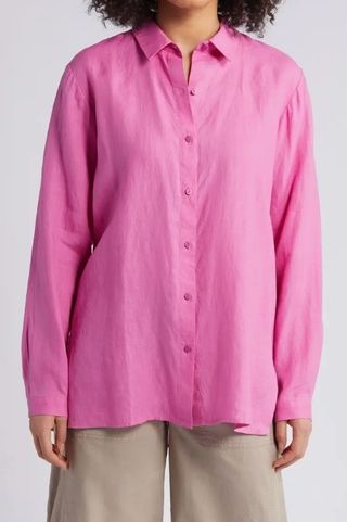 Classic Long Sleeve Organic Linen Button-Up Shirt