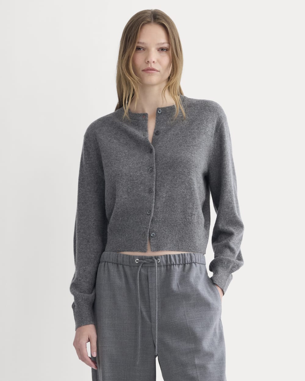 Cashmere Cropped Cardigan | Heather Charcoal - Xxs