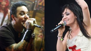 Dez Fafara on stage, and Lacey Sturm on stage