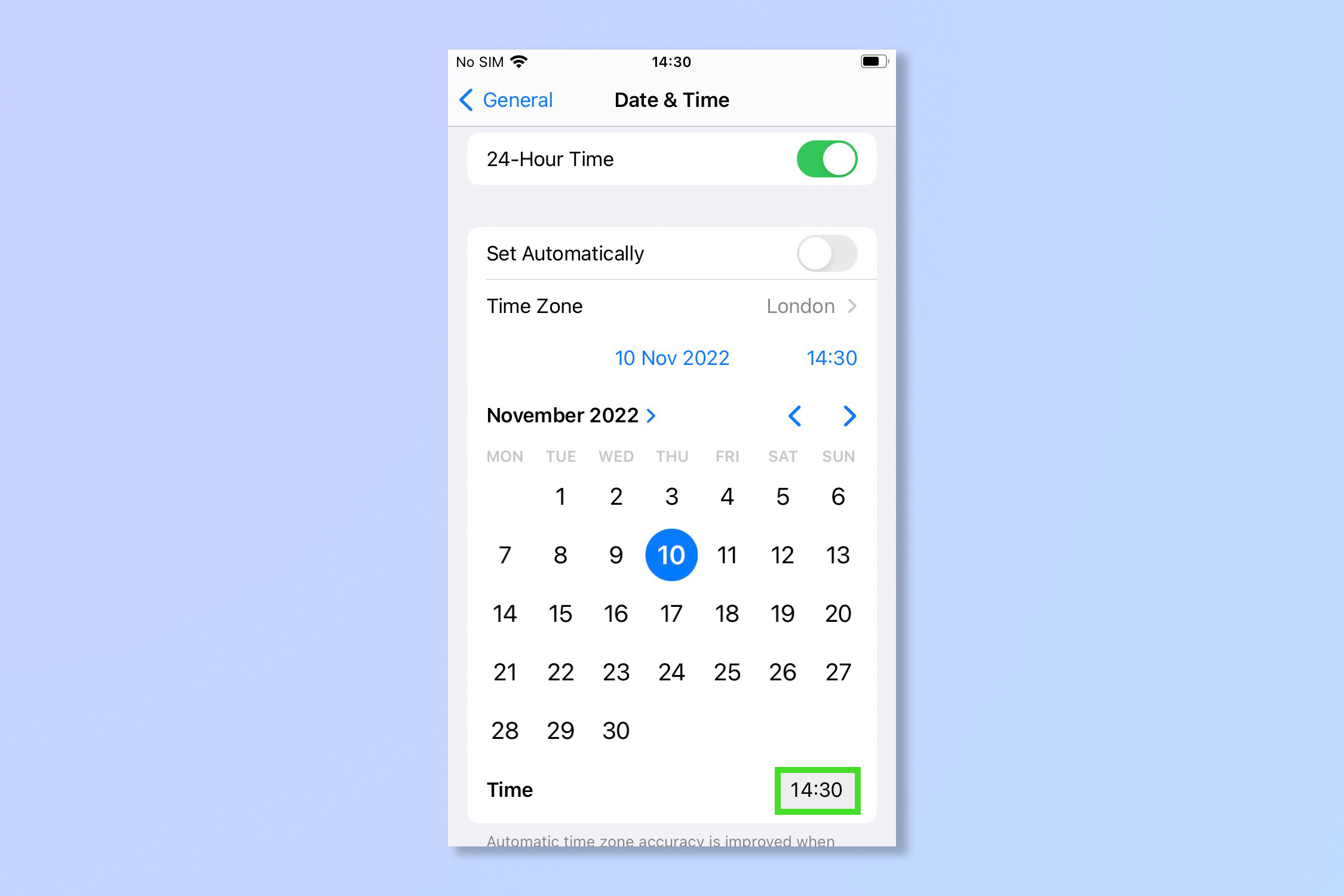 Календарь iPhone с датой и временем