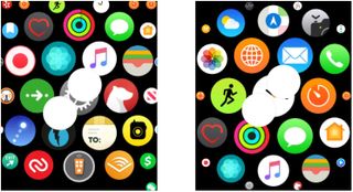 Control zoom on your Apple Watch, showing how double-tap with two fingers, then drag your fingers to adjust the zoom level