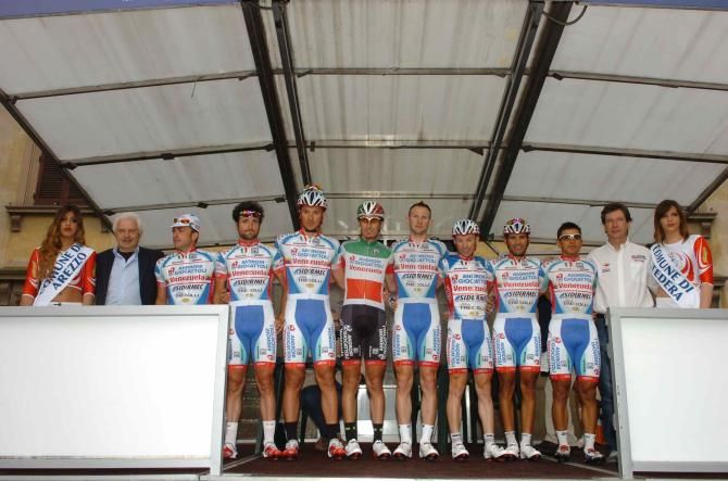 Androni Venezuela are presented to the crowd at the Giro della Toscana