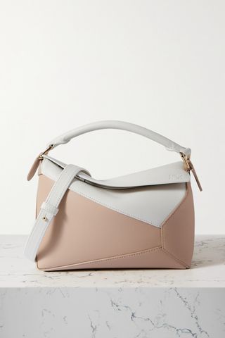 Puzzle Edge Small Two-Tone Leather Shoulder Bag