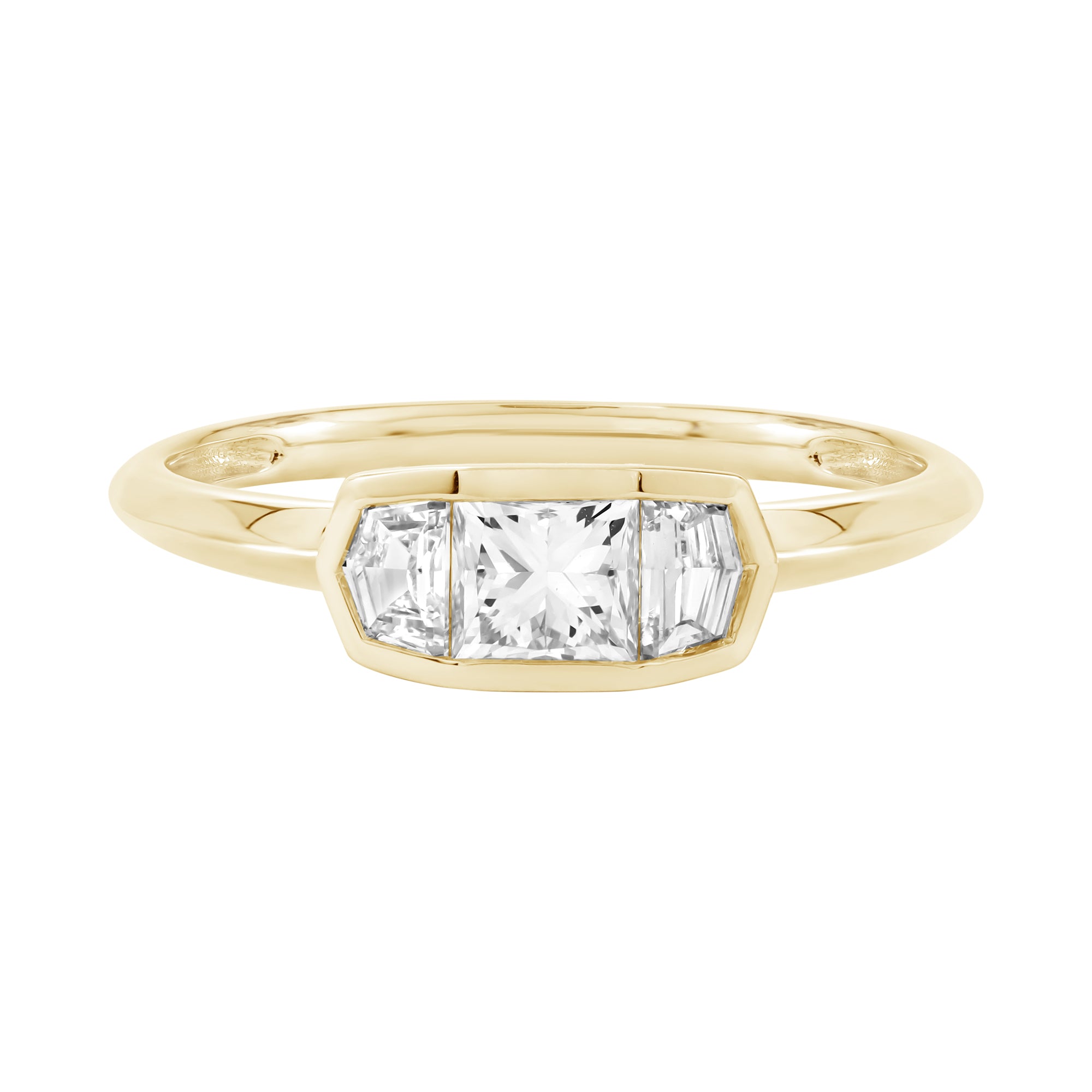 0.75 Ctw 14kt Gold Bezel Set Three-Stone Lab Grown-Grown Diamond Fashion Ring Yellow Gold