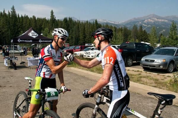 Ben Melt Swanepoel (Squirt Lube) and Ben Sonntag congratulate each other.