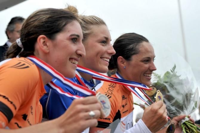 Elite women's podium at French road nationals