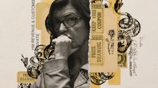 Photo collage of Sue Gray looking pensive. In the background there's prize drawing tickets, banknotes, and a vintage illustration of a nest of vipers.