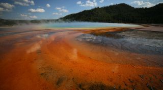 The Grand Prismatic Spring can be photographed from beside as well as from above. Image: Jamie Carter