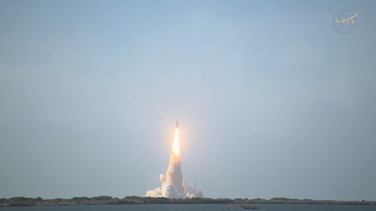An image from NASA's feed of Artemis II launching. 