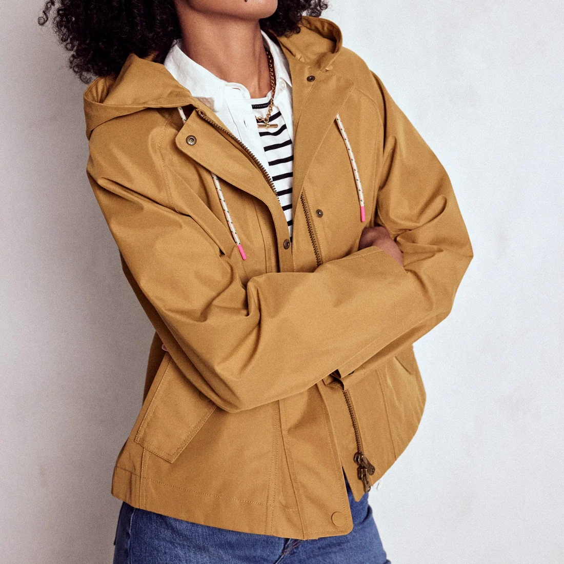 Boden Hazelnut Brown Cropped Rain Mac 