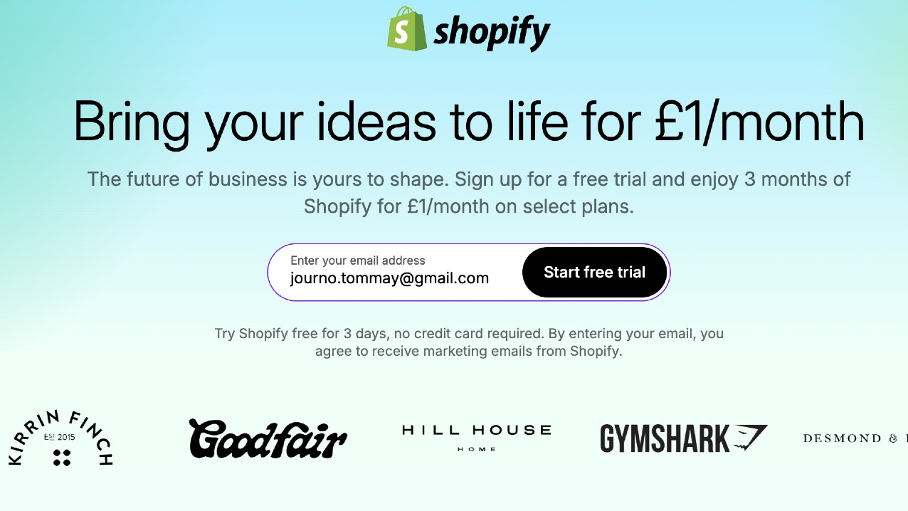 Screenshot of Shopify interface