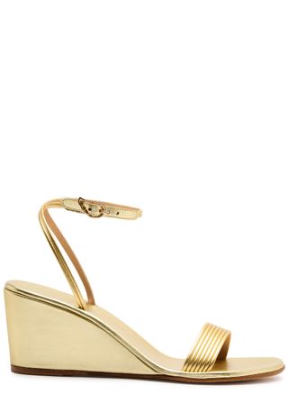 Chrismos 75 Metallic Leather Wedge Sandals