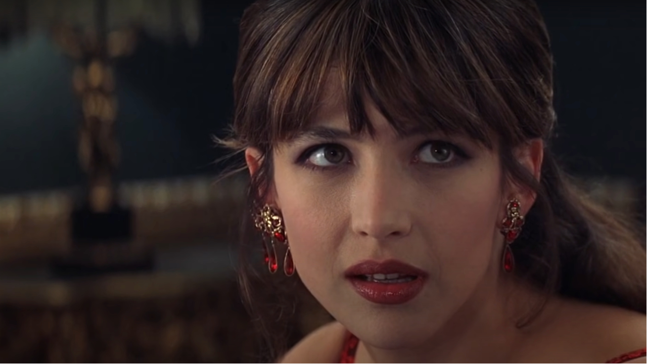 Sophie Marceau looking up from a casino table in The World Is Not Enough.
