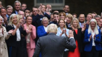 Boris Johnson saying farewell to supporters on Downing Street on 5 September 2022