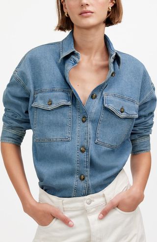 Denim Long-Sleeve Button-Up Shirt