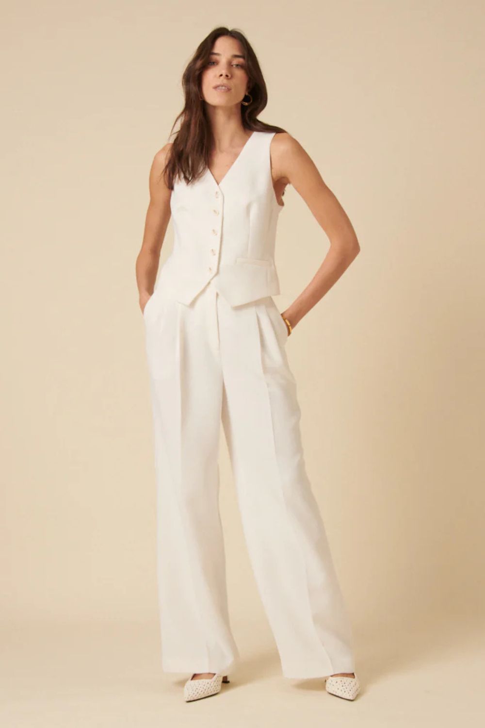Nobody's Child White Jax Tailored Crepe Trousers