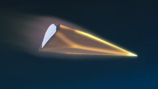 An artist's illustration of DARPA's Hypersonic Test Vehicle-2 flying at speeds of Mach 20.at