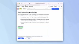Screenshot of eBay blocked buyer list page