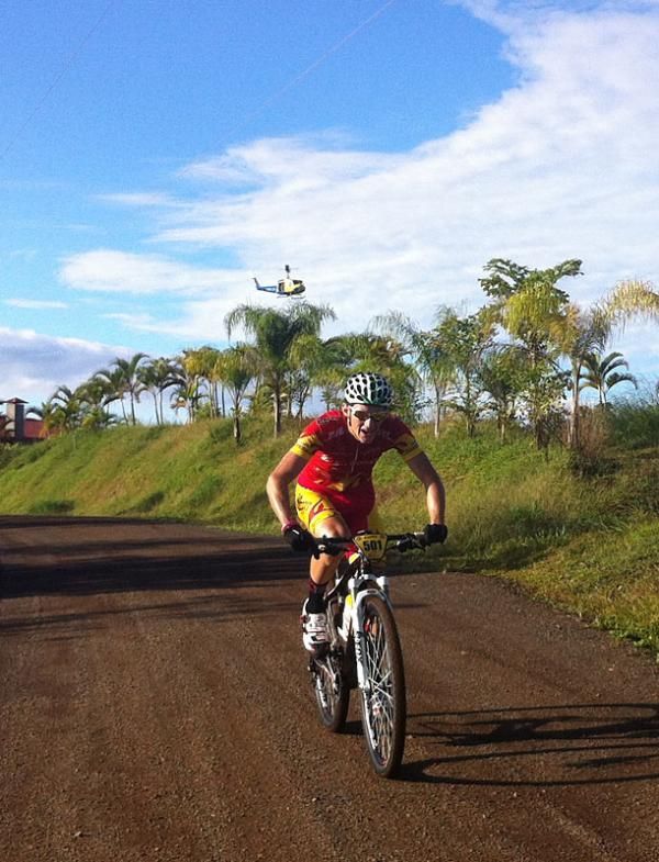 A rider sets a fast pace early in stage 1