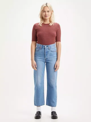 Levi's Ribcage Straight Cut Cropped Jeans, Indigo Worn in