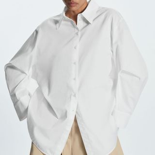 white oversized tailored shirt