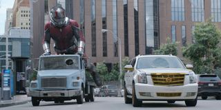 Ant-Man riding a truck