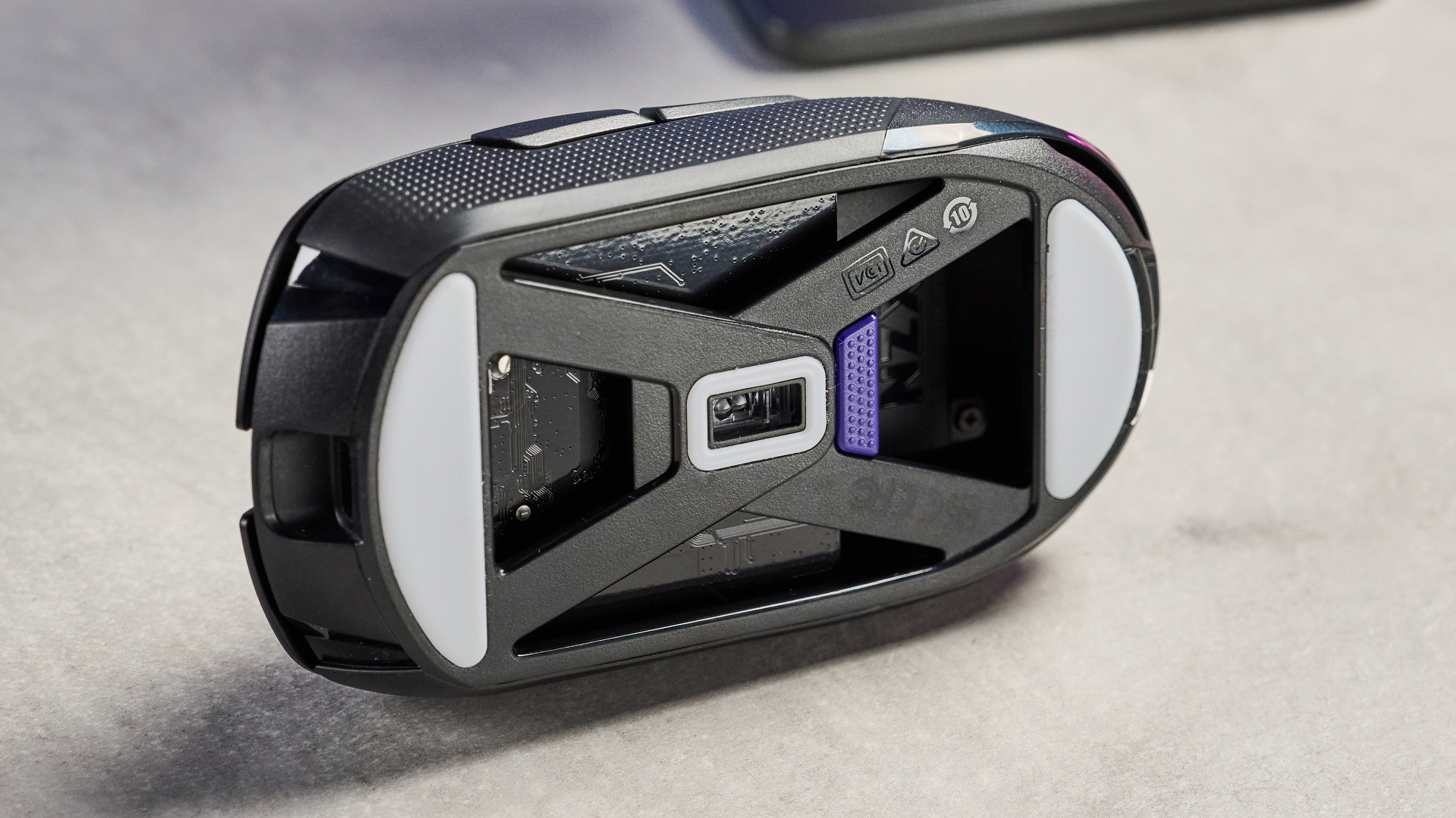 A black NZXT Lift Elite Wireless gaming mouse