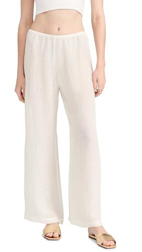 Leset Women's Stella Wide Leg Pants, White, L