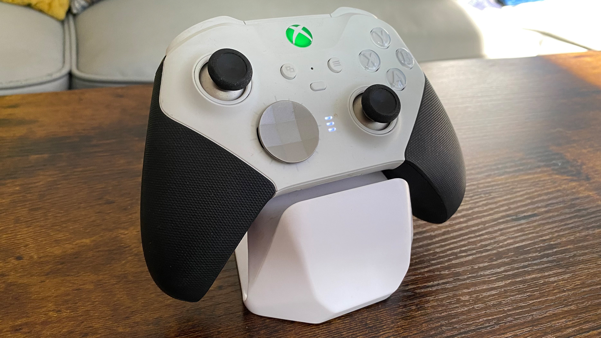 Xbox Elite Series 2 Core Controller in white on a table.