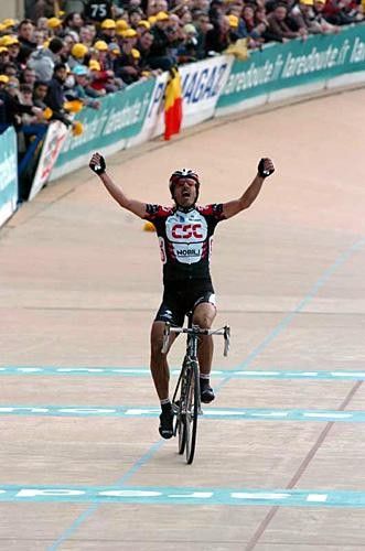 Fabian Cancellara (CSC) was able to celebrate his win for some time
