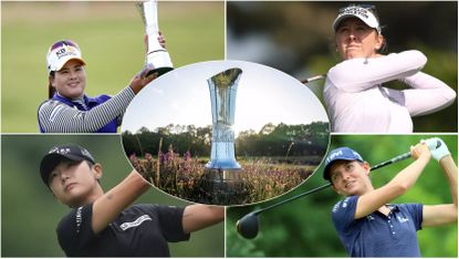 AIG Women's Open trophy and four female golfers in a montage