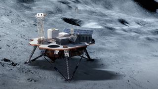 Artist's impression of a commercial lander on the moon's surface.