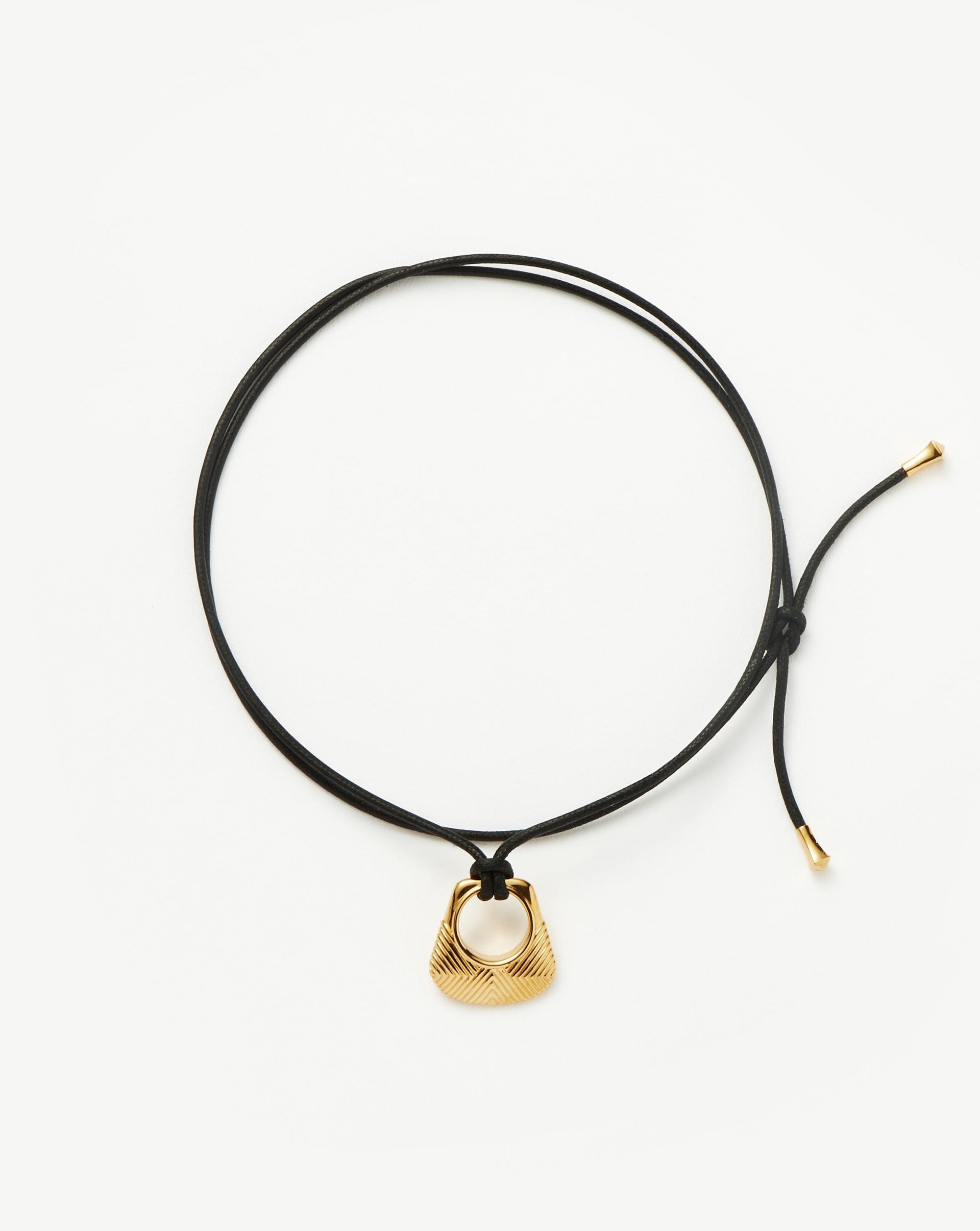 Hera Ridge Pendant Cord Necklace - 18ct Gold Plated