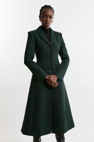 Premium Italian Manteco Wool Full Skirted Tailored Midaxi Coat