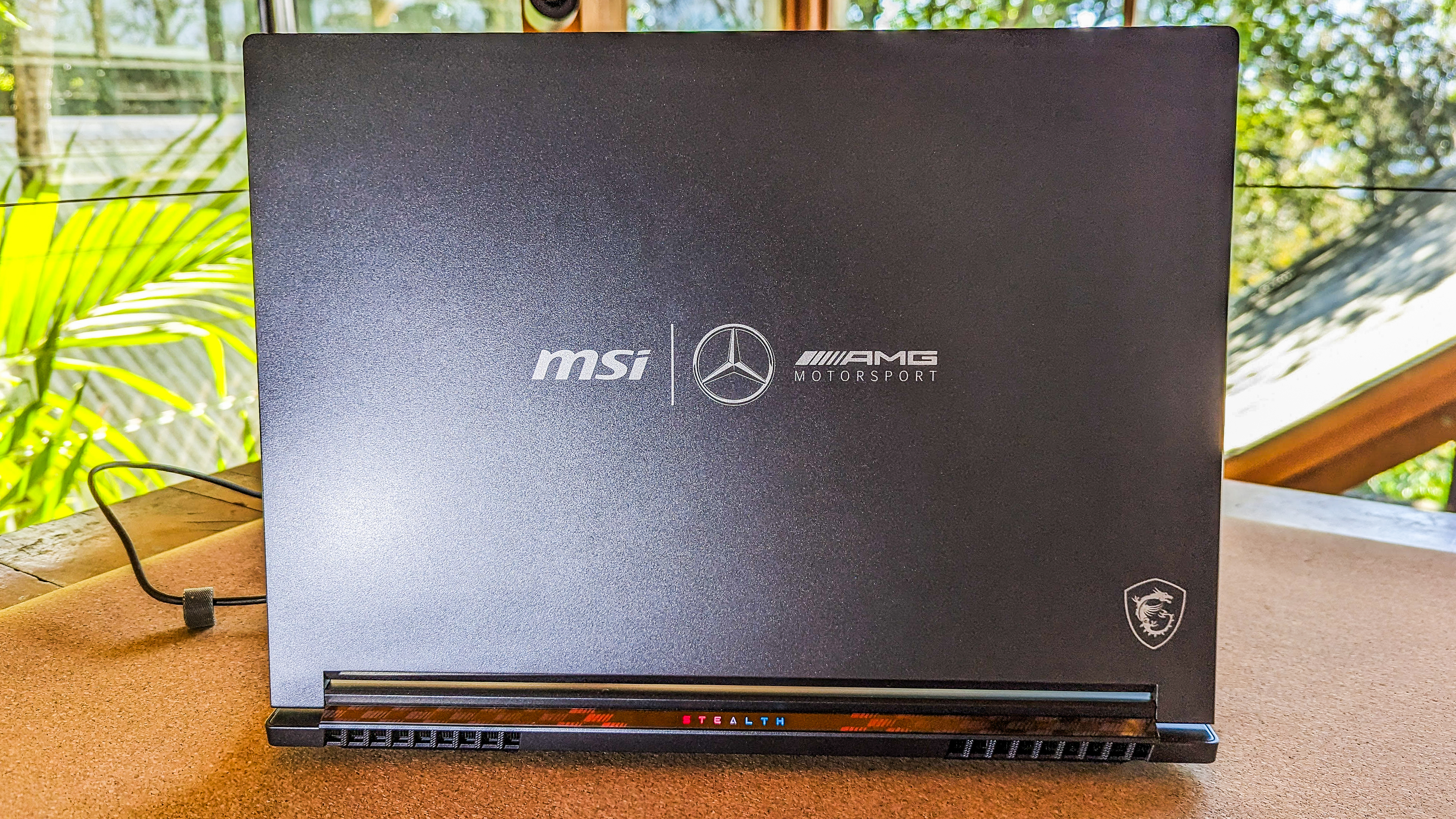 MSI laptop on a car