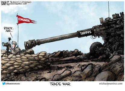 Political cartoon U.S. Trade deals tariffs consumers economy