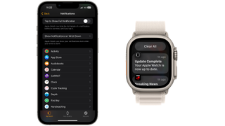 iPhone and Apple Watch Ultra notifications