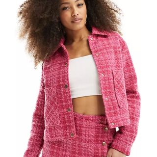 ASOS raspberry tweed jacket 