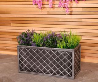 Charles Bentley Lazio Trough Pewter Planter (70cm) Grey Plastic Pot Outdoor Garden