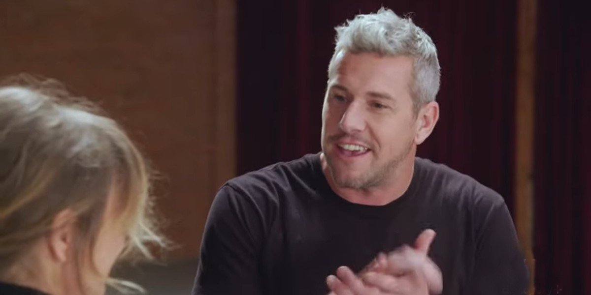 Ant Anstead talking to Renee Zellweger during their first meeting on Celebrity IOU: Joyride