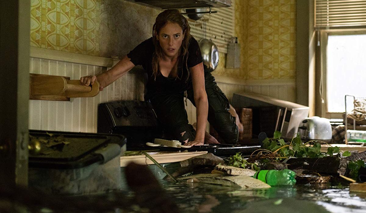Crawl Kaya Scodelario kneels on the stove, looking for somewhere to jump