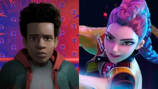 From left to right: Miles in Spider-Man: Into the Spider-Verse and Rumi in KPop Demon Hunters. 
