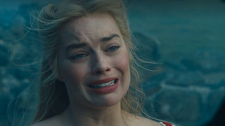 Margot Robbie crying in Wuthering Heights