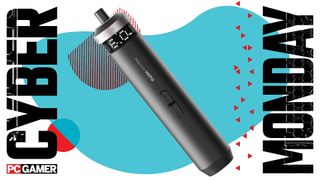 a HOTO Drive electric screwdriver on a Cyber Monday background