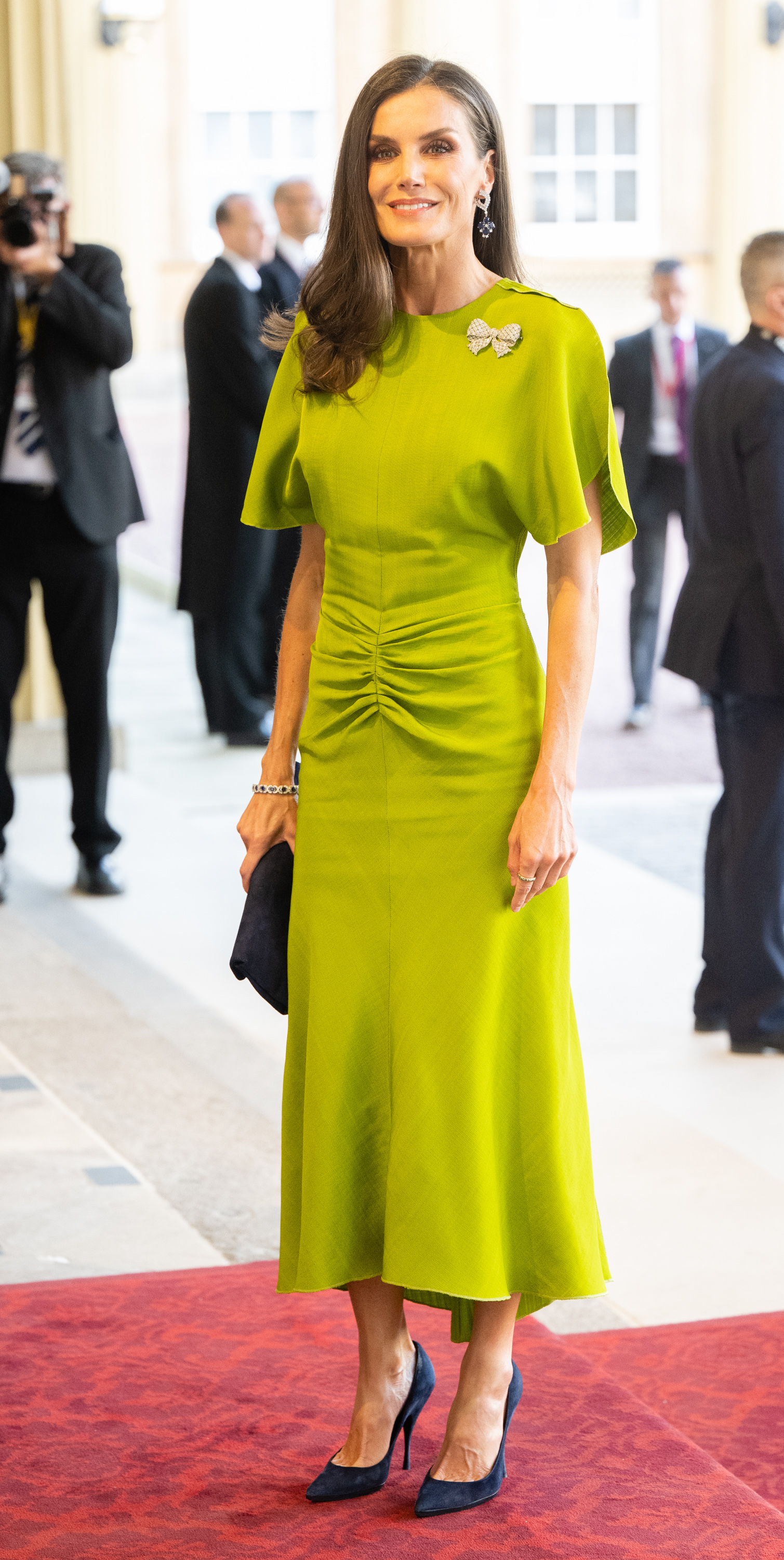 Queen Letizia’s lime green ruched Victoria Beckham…